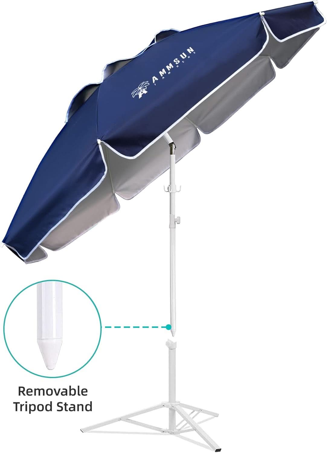 Six Point Five Foot Portable Shade Umbrella With Stand
