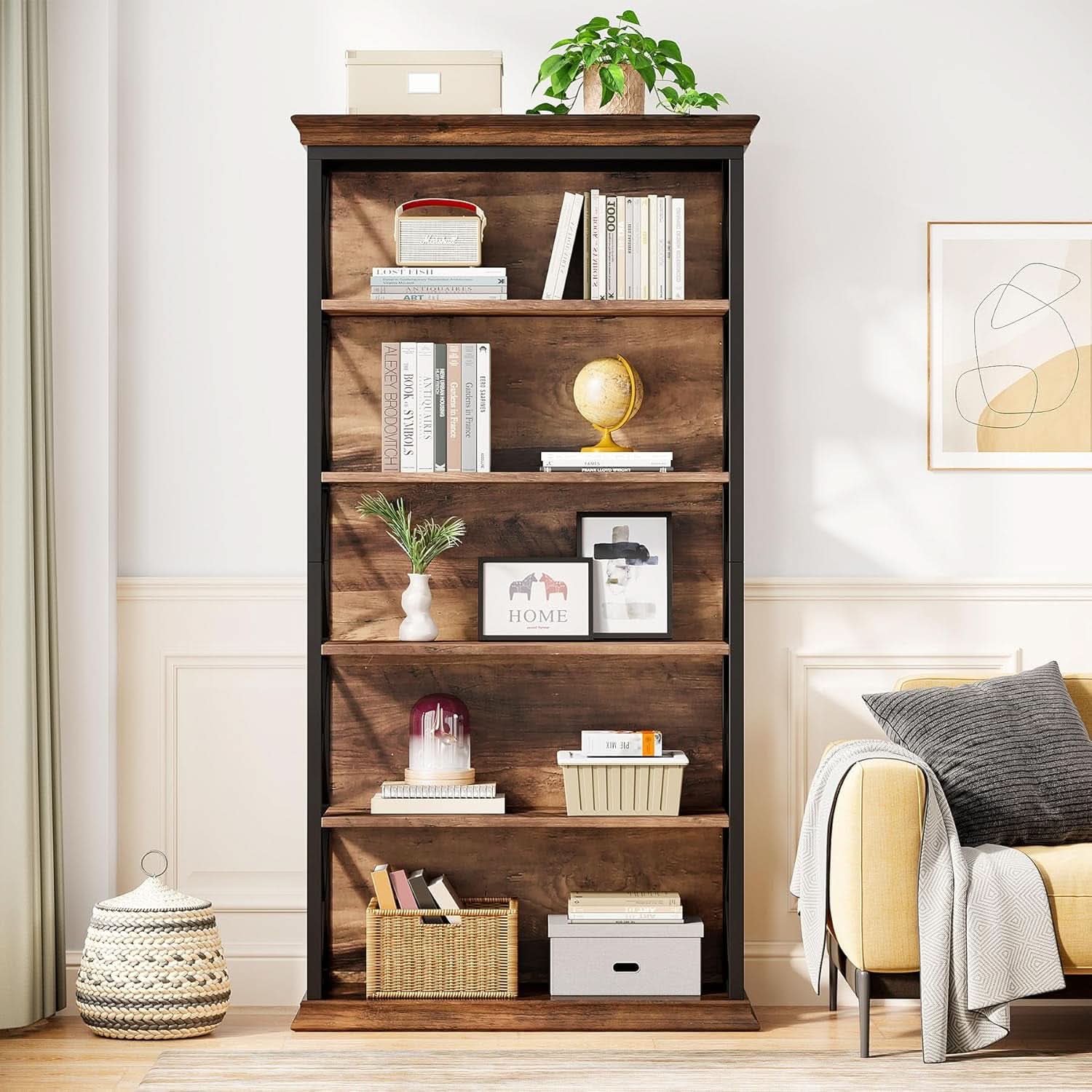 Six Tier Bookcase 71 Inch Industrial Storage Shelf