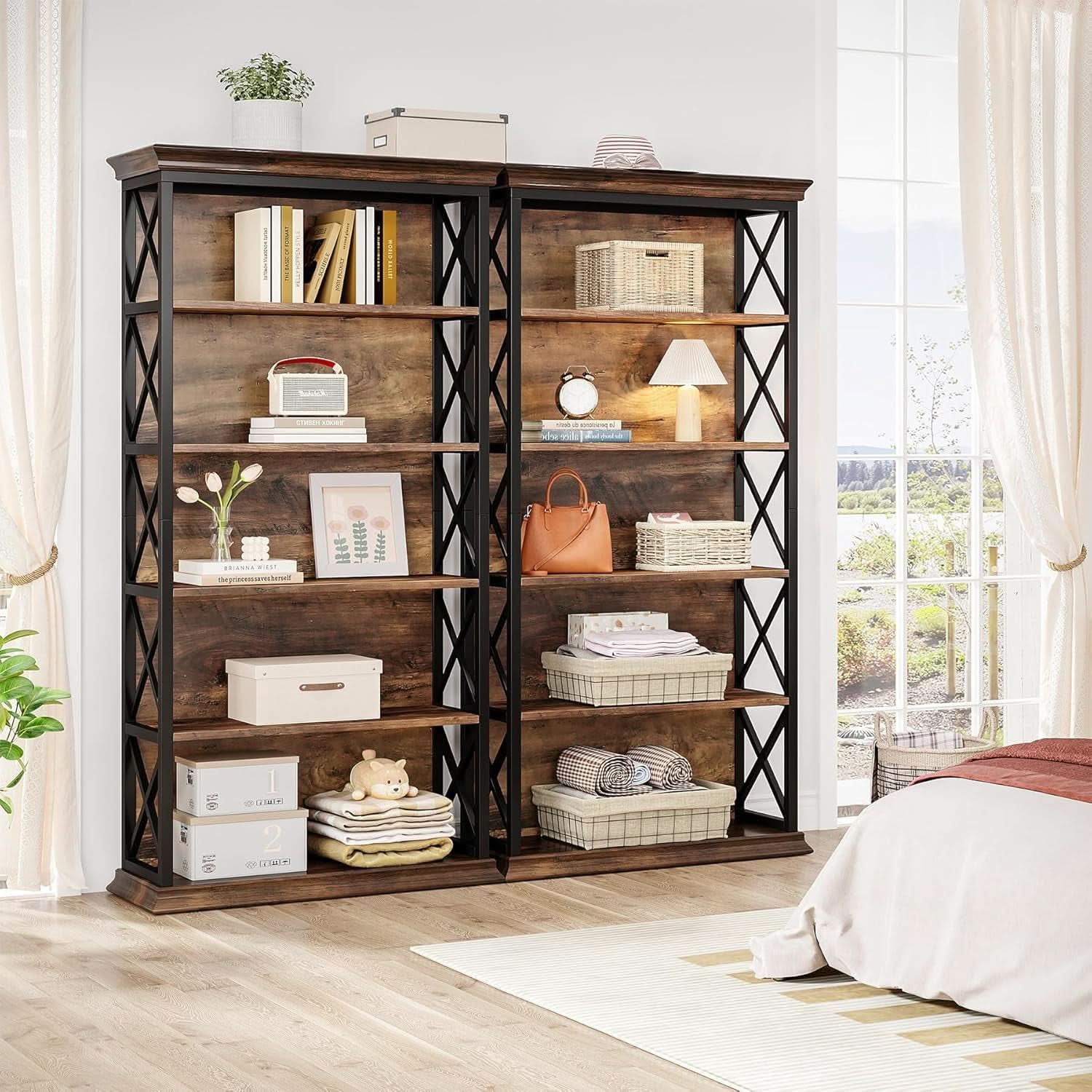 Six Tier Bookcase 71 Inch Industrial Storage Shelf