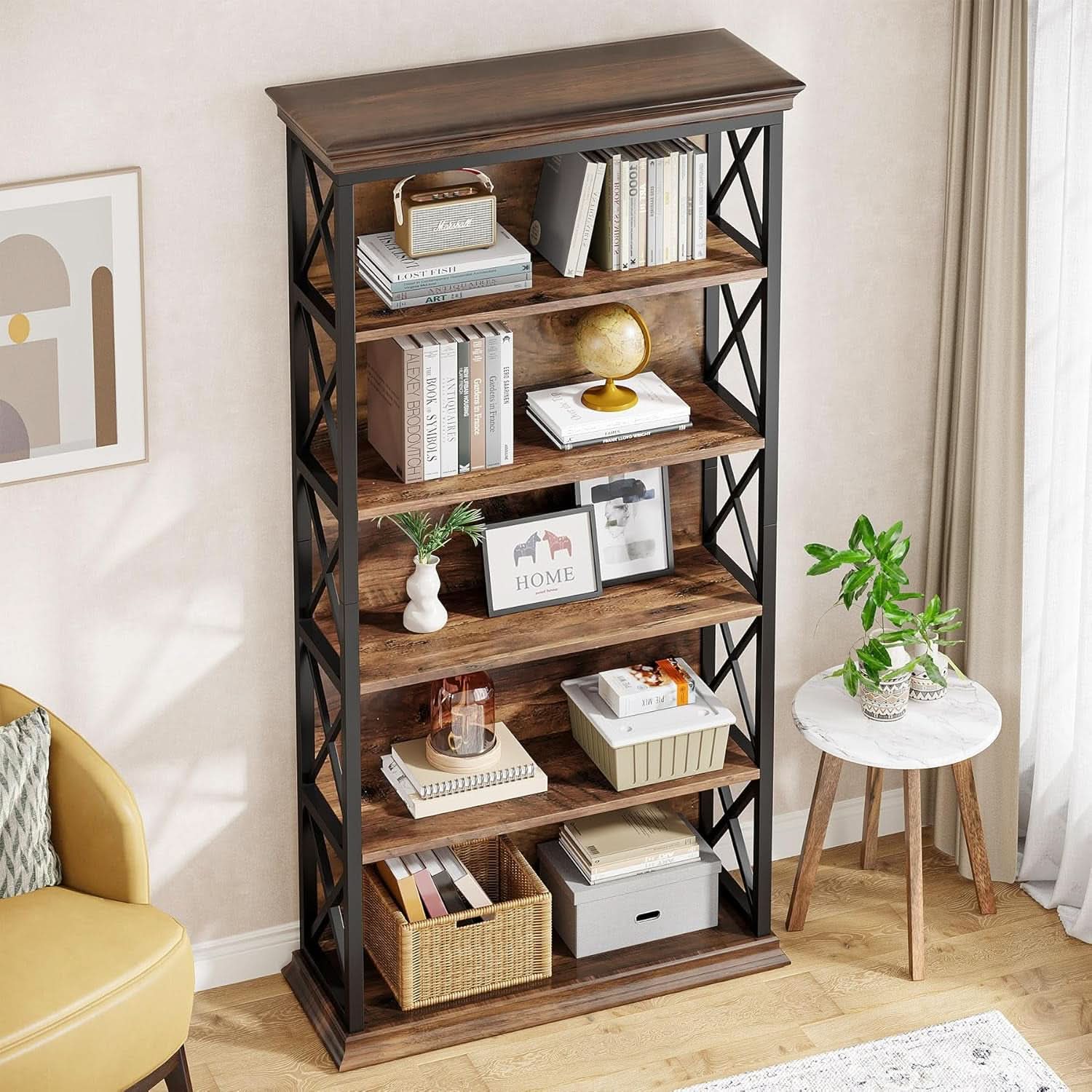 Six Tier Bookcase 71 Inch Industrial Storage Shelf
