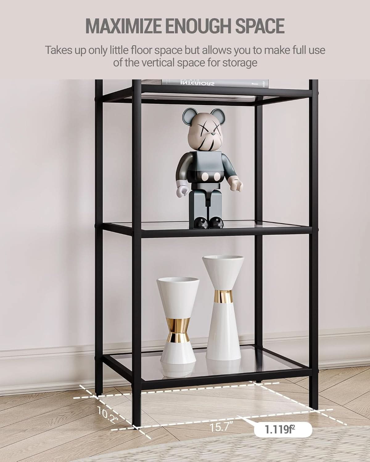 Six Tier Bookcase With Tempered Glass Shelves Home Office
