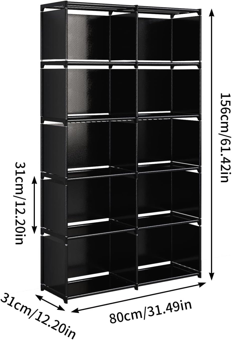 Six Tier Movable Bookshelf With Durable Fabric Steel Frame