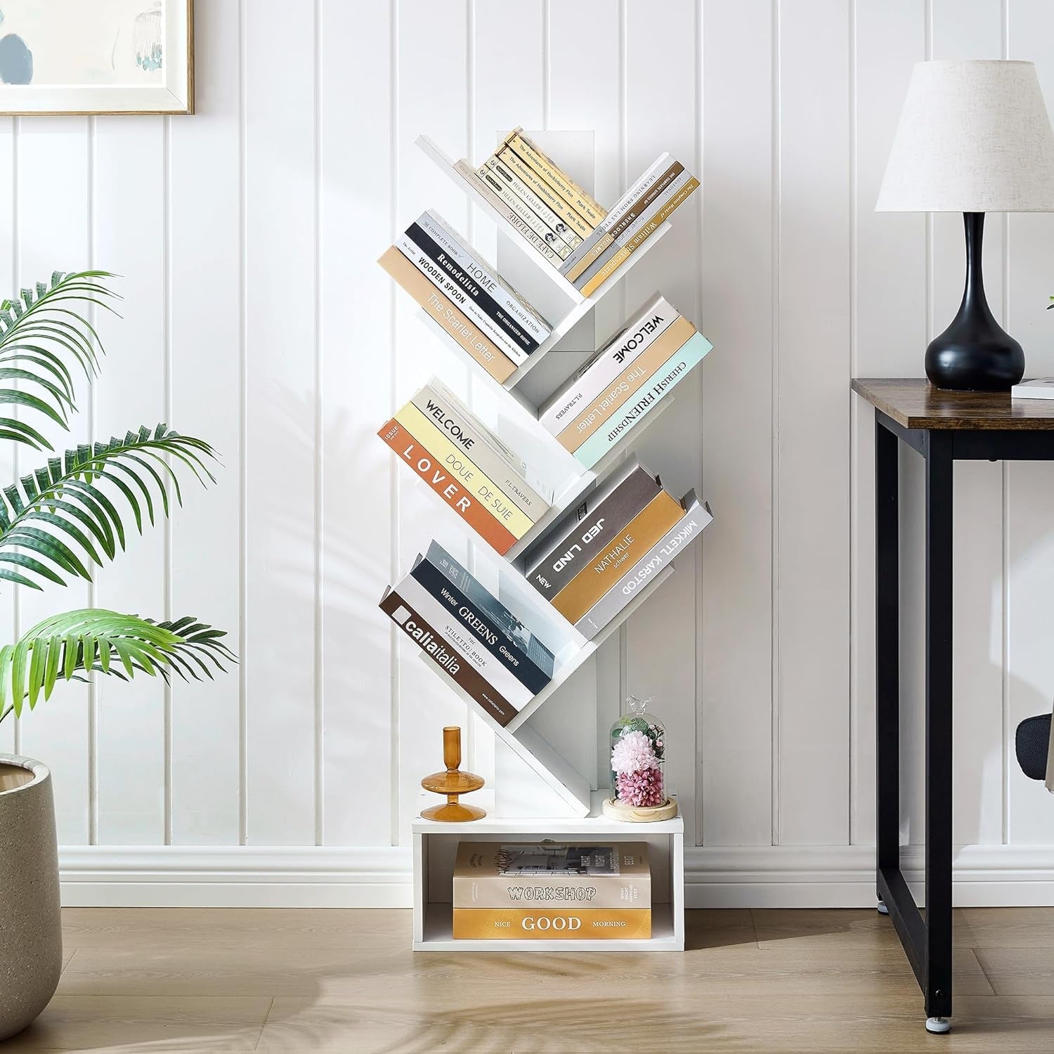 Six Tier White Bookshelf For Home Office Storage Display