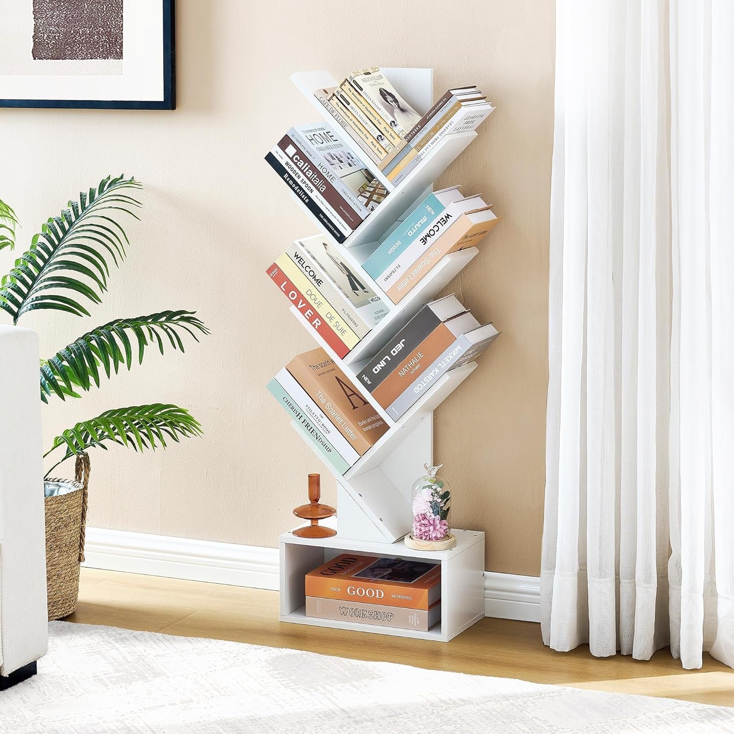 Six Tier White Bookshelf For Home Office Storage Display