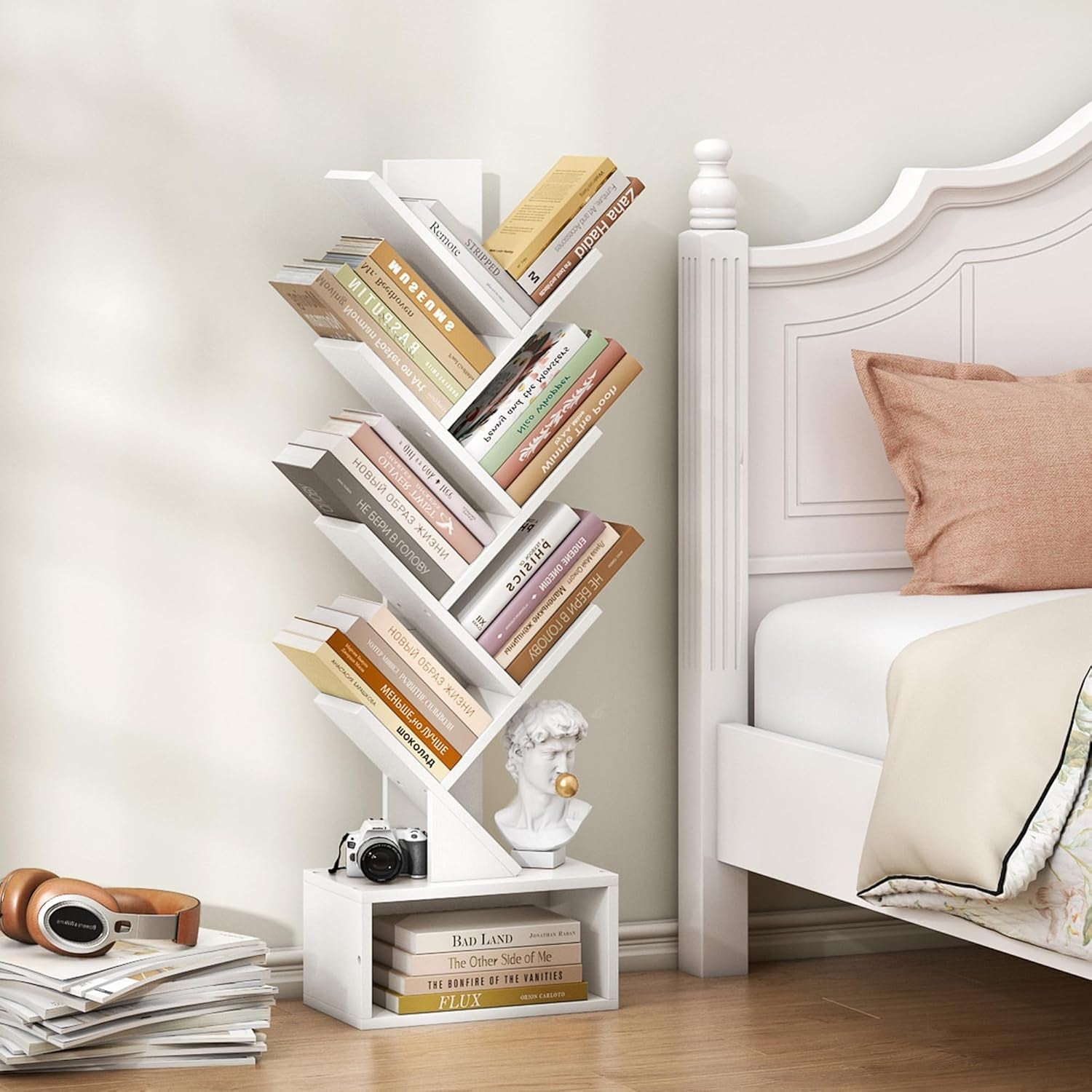 Six Tier White Bookshelf For Home Office Storage Display