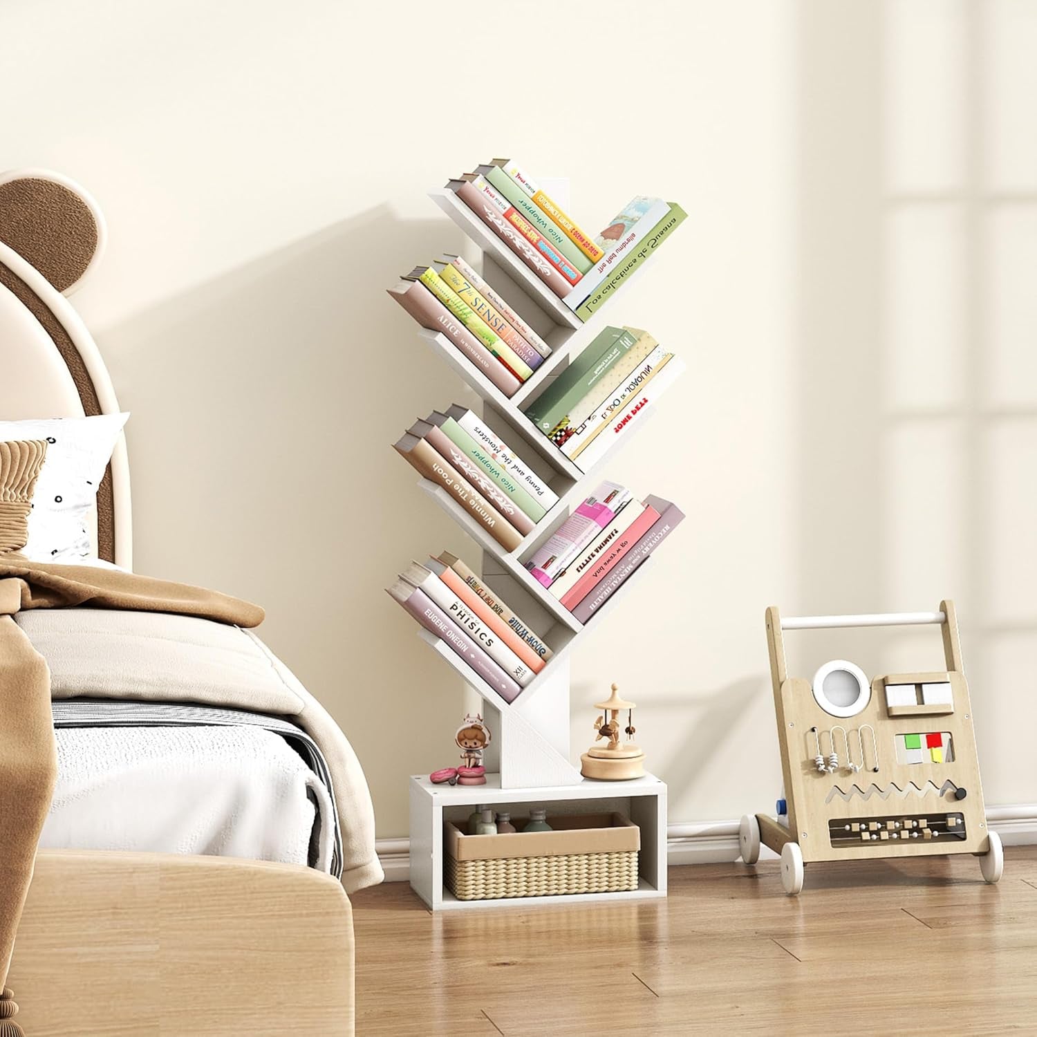 Six Tier White Bookshelf For Home Office Storage Display