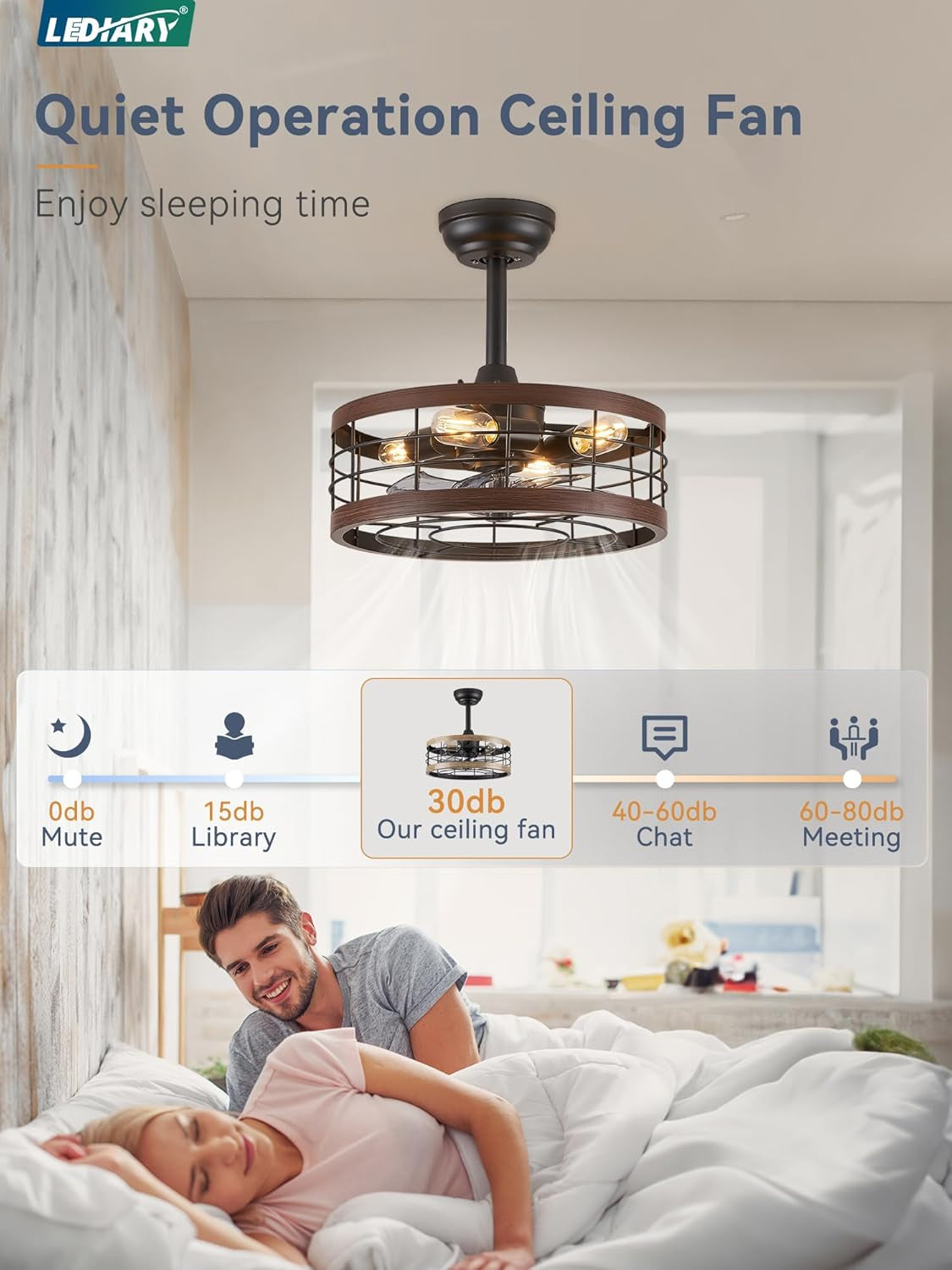 Sixteen Inch Bladeless Ceiling Fan With Light Remote Walnut