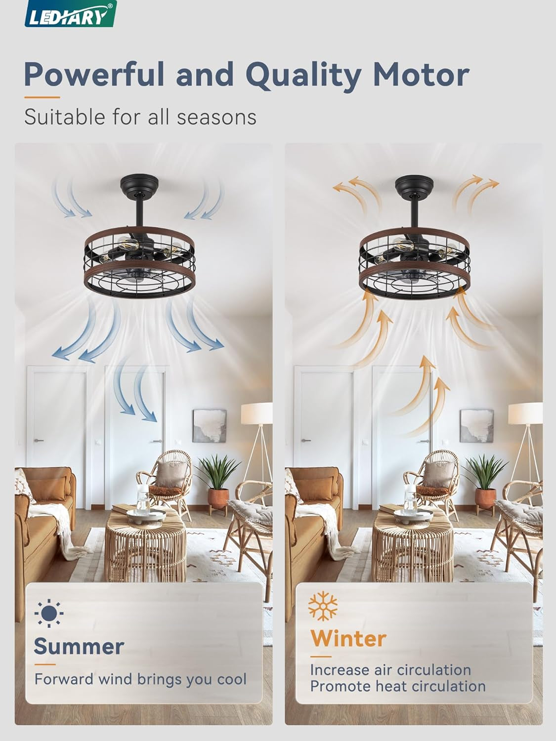 Sixteen Inch Bladeless Ceiling Fan With Light Remote Walnut