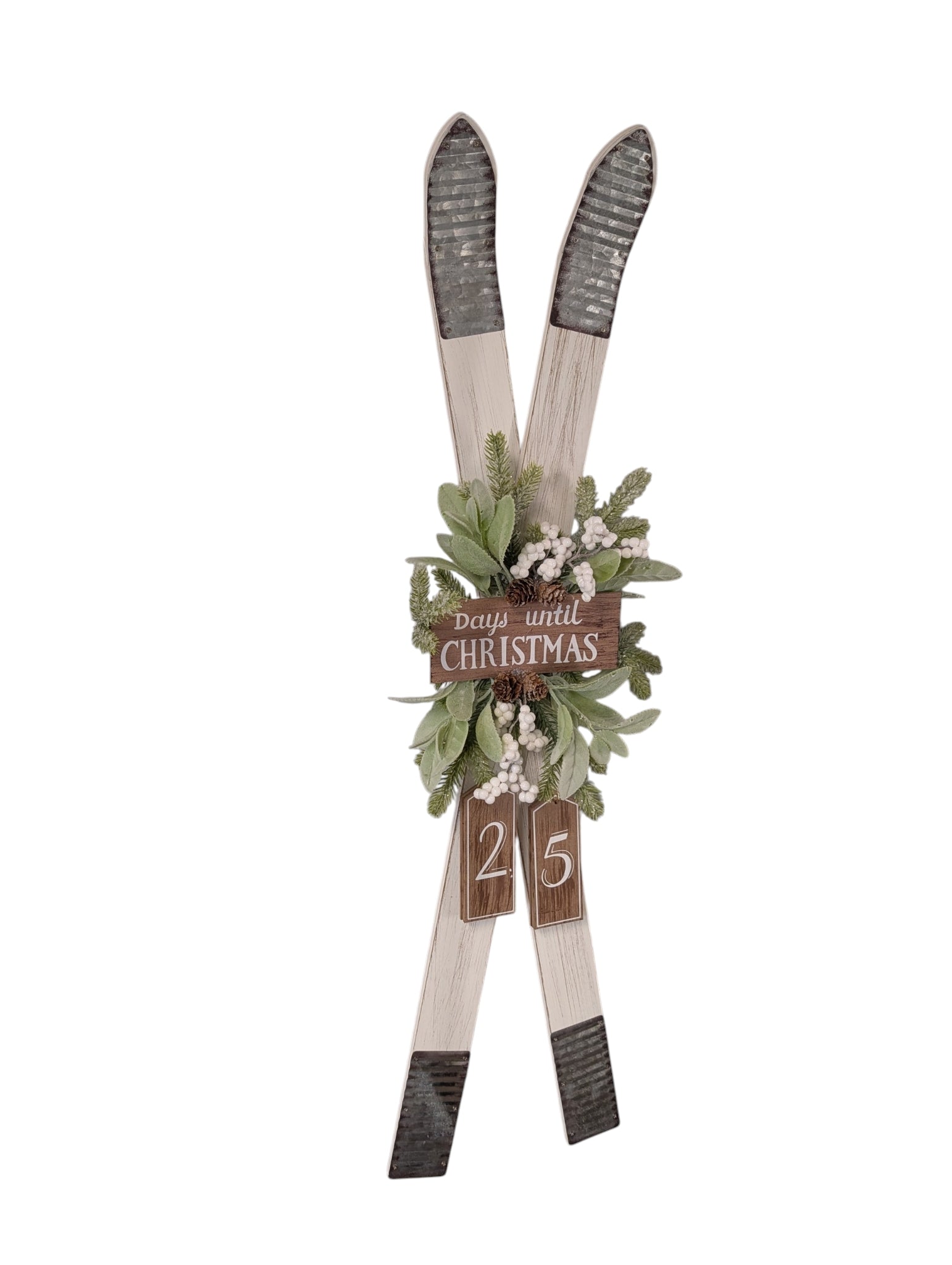 Ski Holiday Countdown Calendar with Festive Florals - Cream