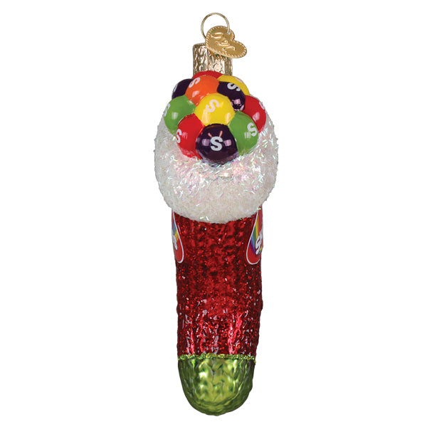 Skittles Stocking Glass Ornament