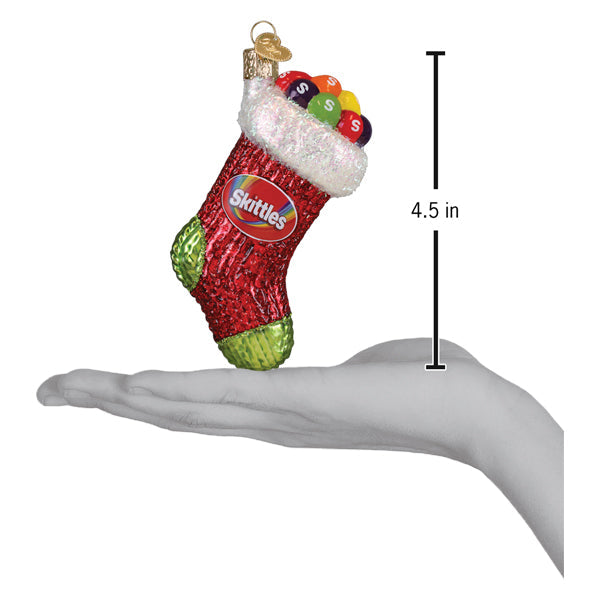 Skittles Stocking Glass Ornament