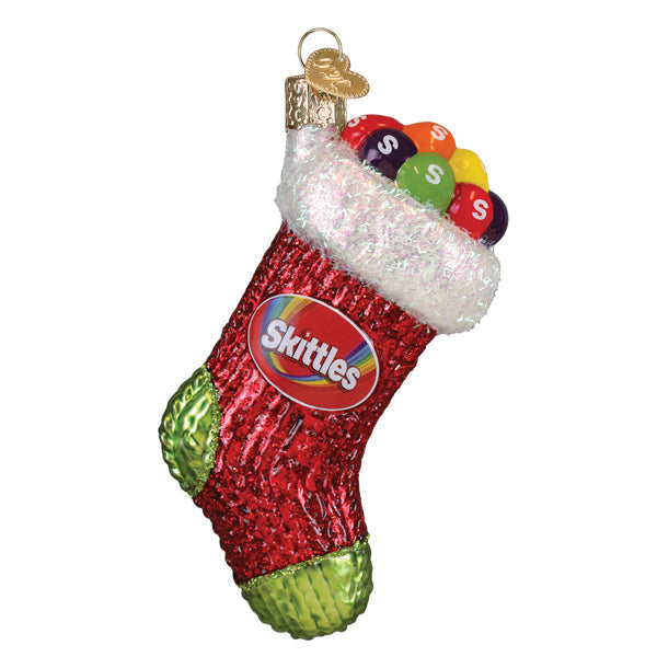 Skittles Stocking Glass Ornament