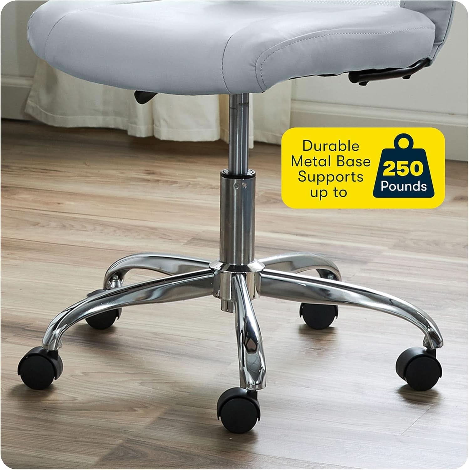 Sky Blue Armless Desk Chair With Breathable Mesh Back