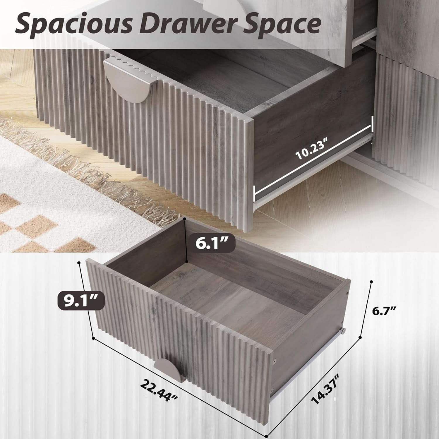 Slate Gray Dresser Semicylinder Drawer Fronts FiftyInches