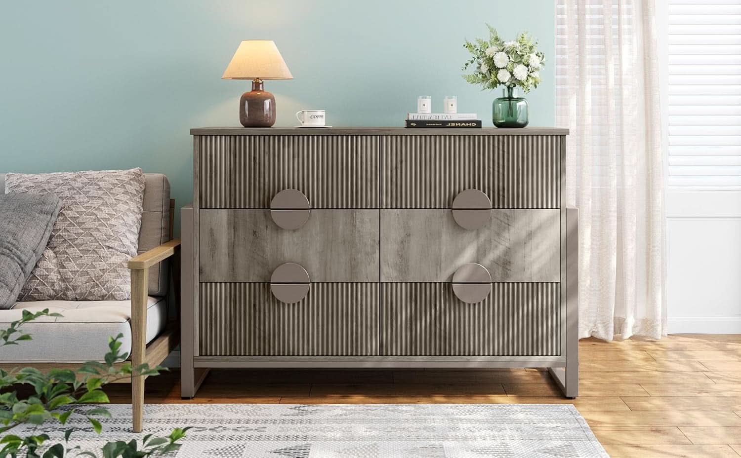 Slate Gray Dresser Semicylinder Drawer Fronts FiftyInches