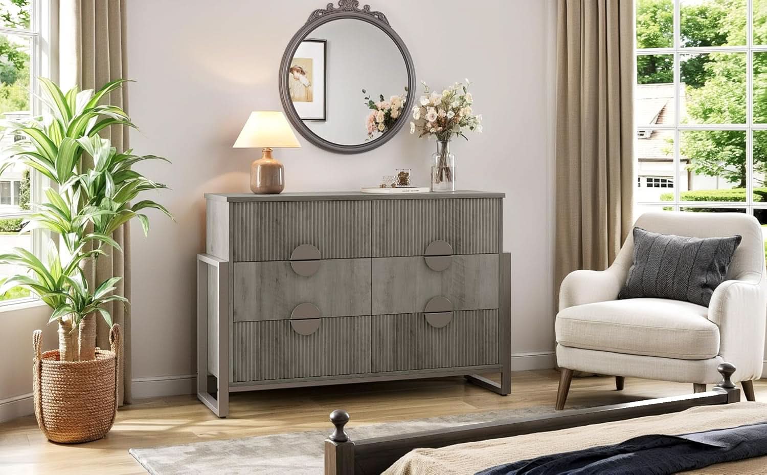 Slate Gray Dresser Semicylinder Drawer Fronts FiftyInches