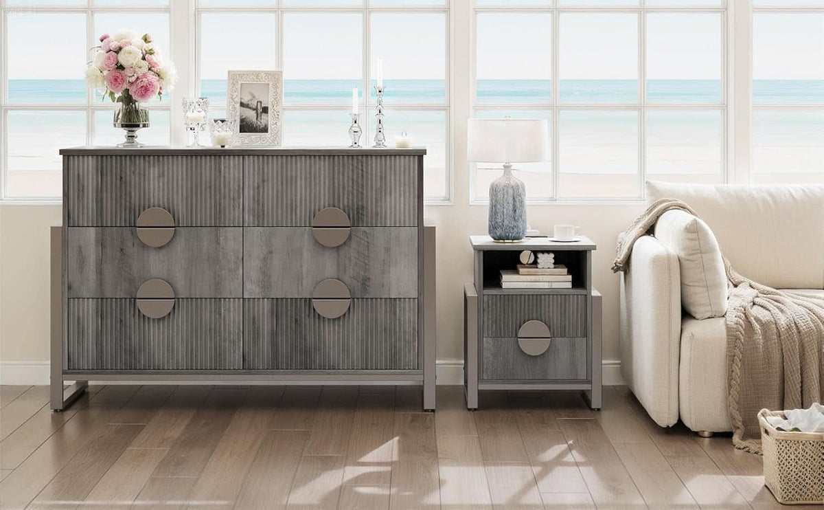 Slate Gray Dresser Semicylinder Drawer Fronts FiftyInches