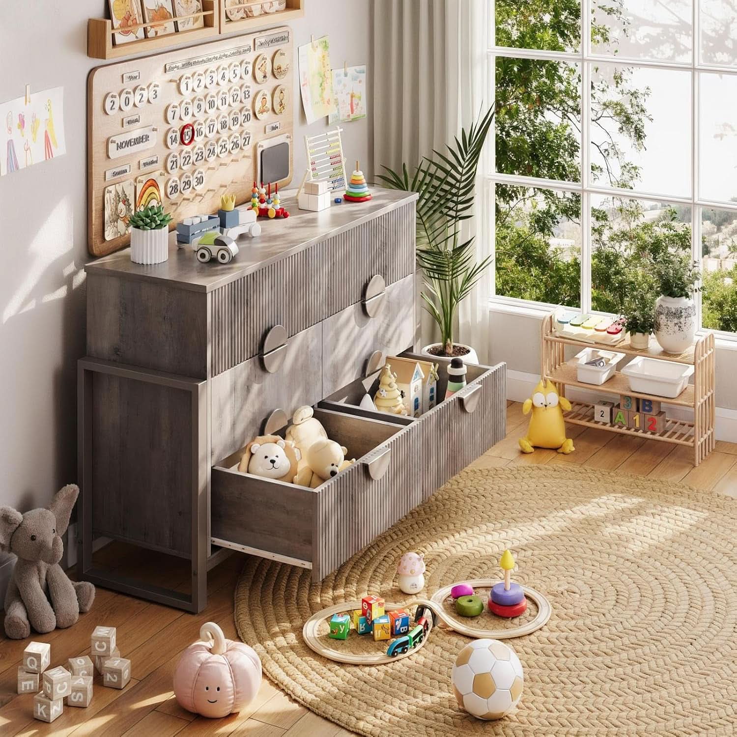 Slate Gray Dresser Semicylinder Drawer Fronts FiftyInches