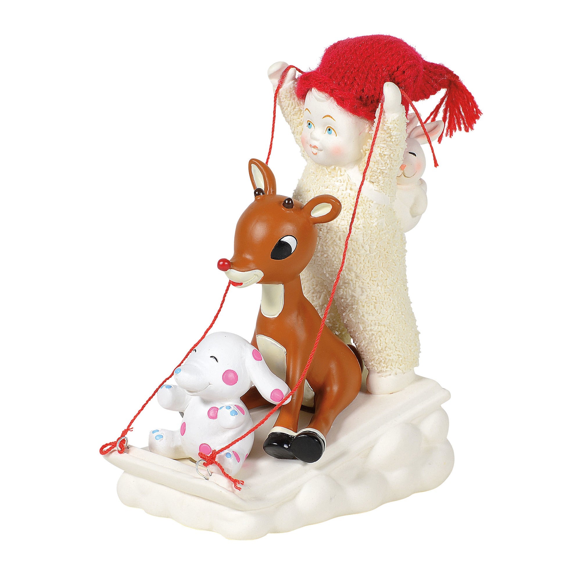 Sledding with Rudolph Figurine