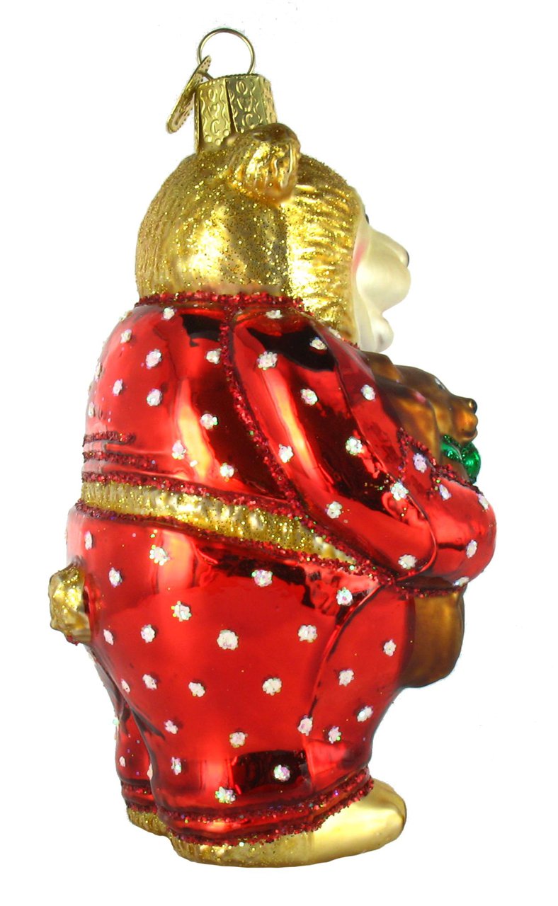Sleepy Bear Glass Ornament