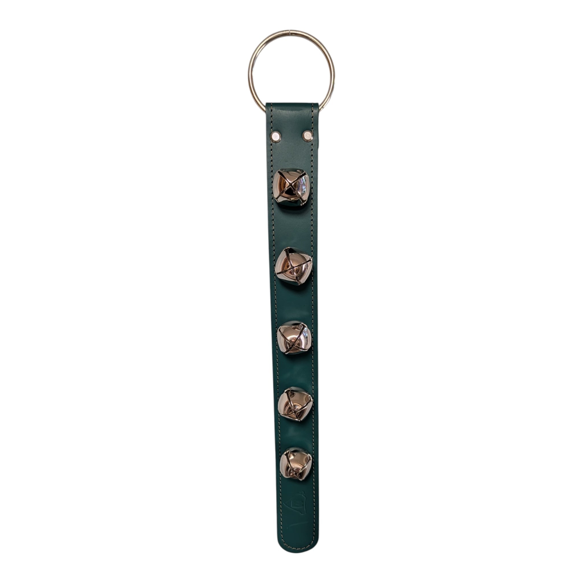 Sleigh Bell Strap with 5 Nickel Bells - Green
