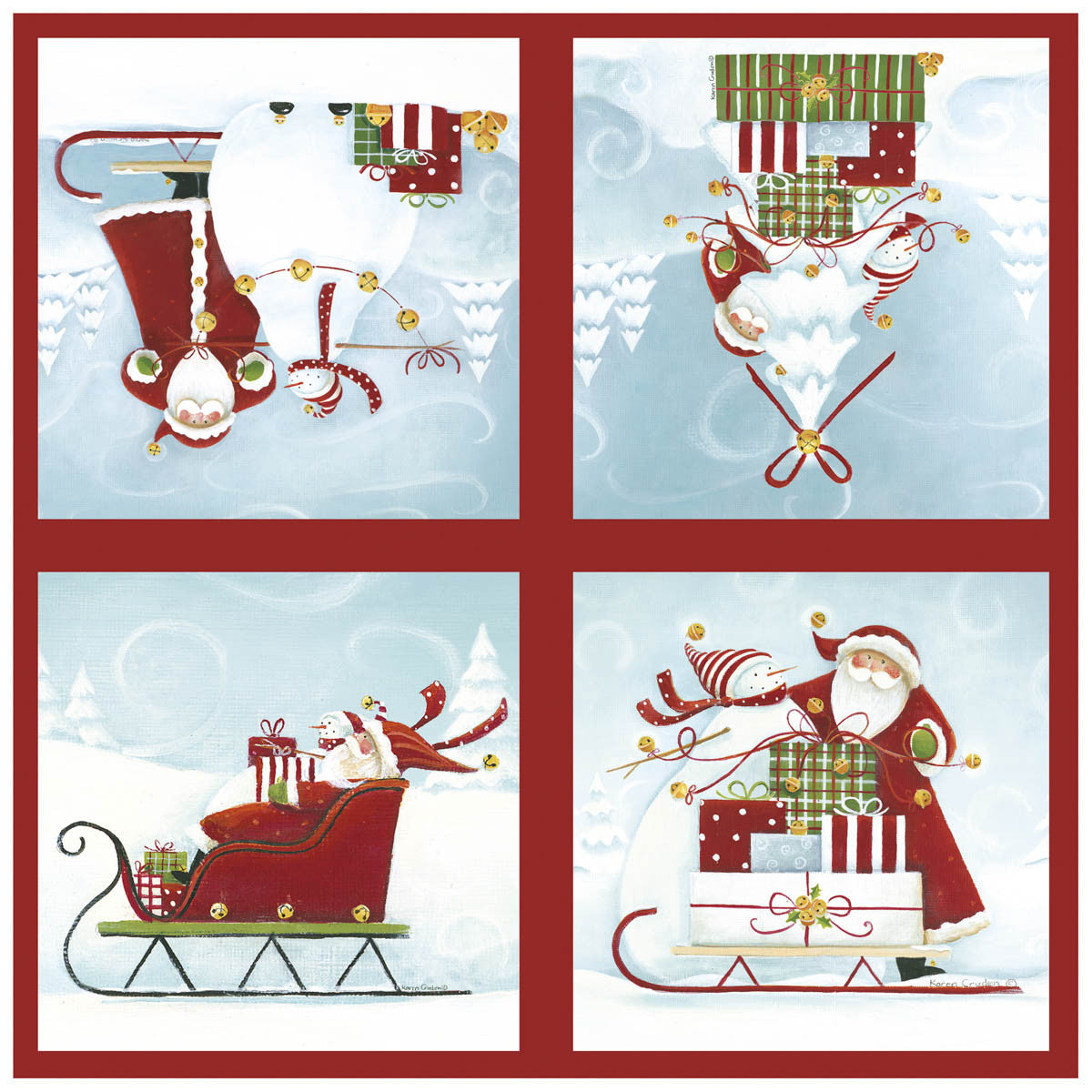 Sleigh Bells Paper Cocktail Napkin