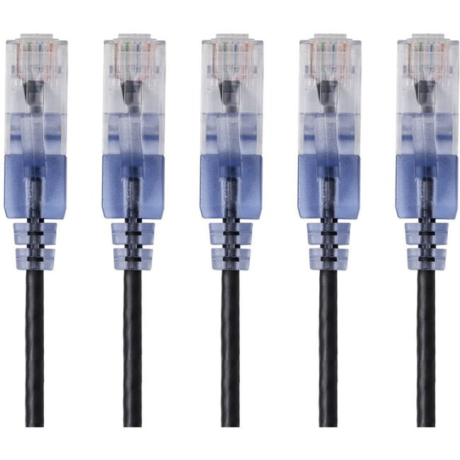 Slim Cat6A Cable - 5-Pack - 3Ft Black
