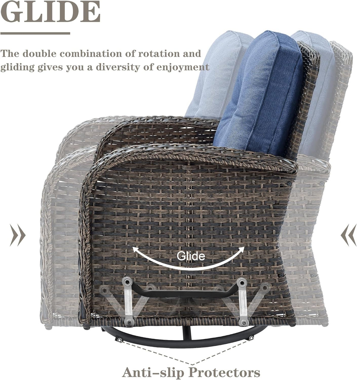 Small 5 Piece Outdoor Patio Conversation Set With Swivel Rockers
