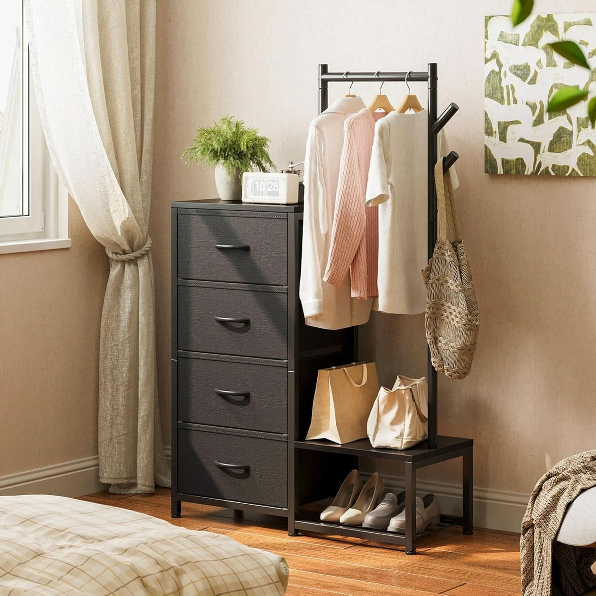 Small Black 3 In 1 Ultra Compact Dresser With Racks