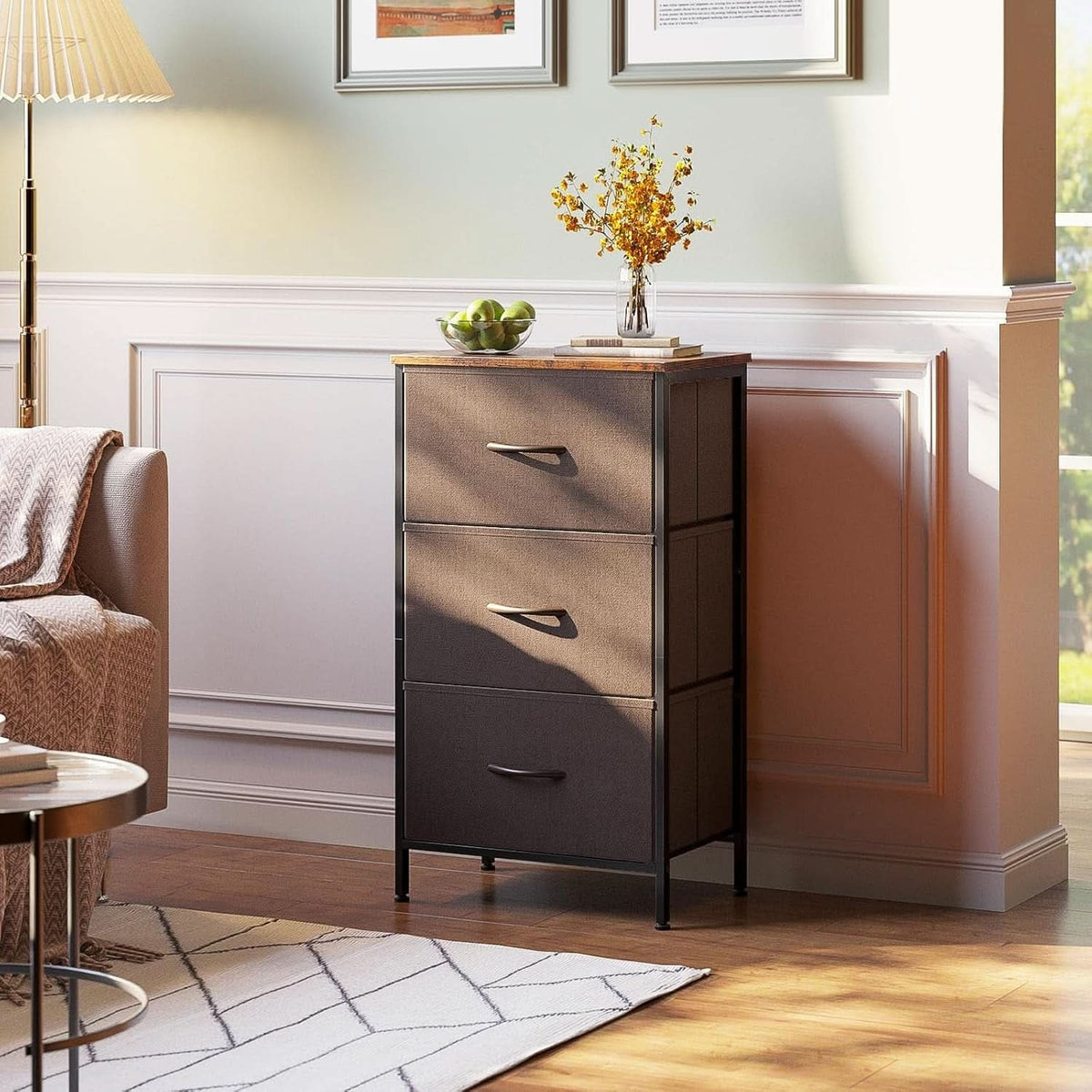 Small Brown Dresser With Three Drawers For Bedroom