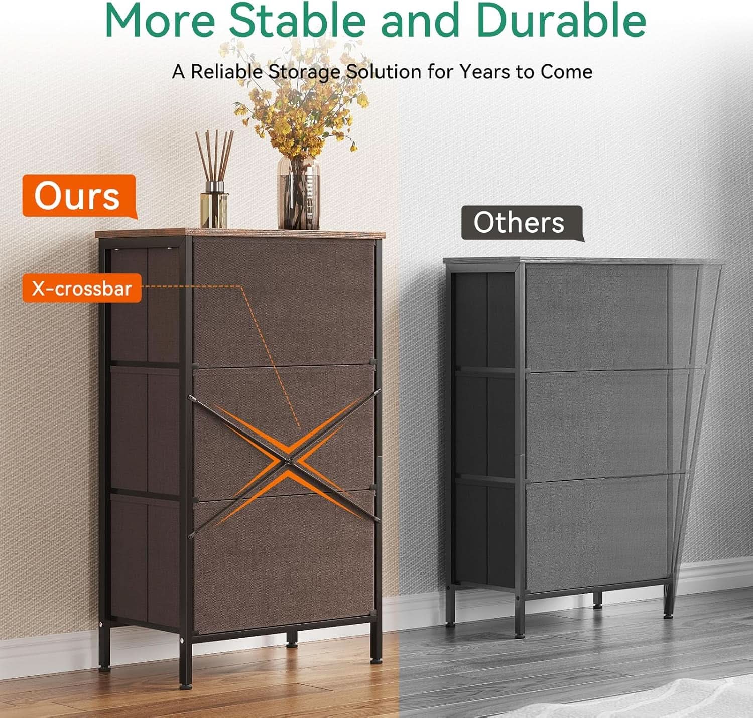 Small Brown Dresser With Three Drawers For Bedroom