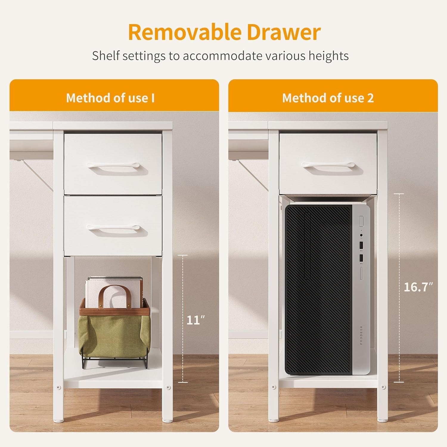 Small Computer Desk with Drawers for Home Office