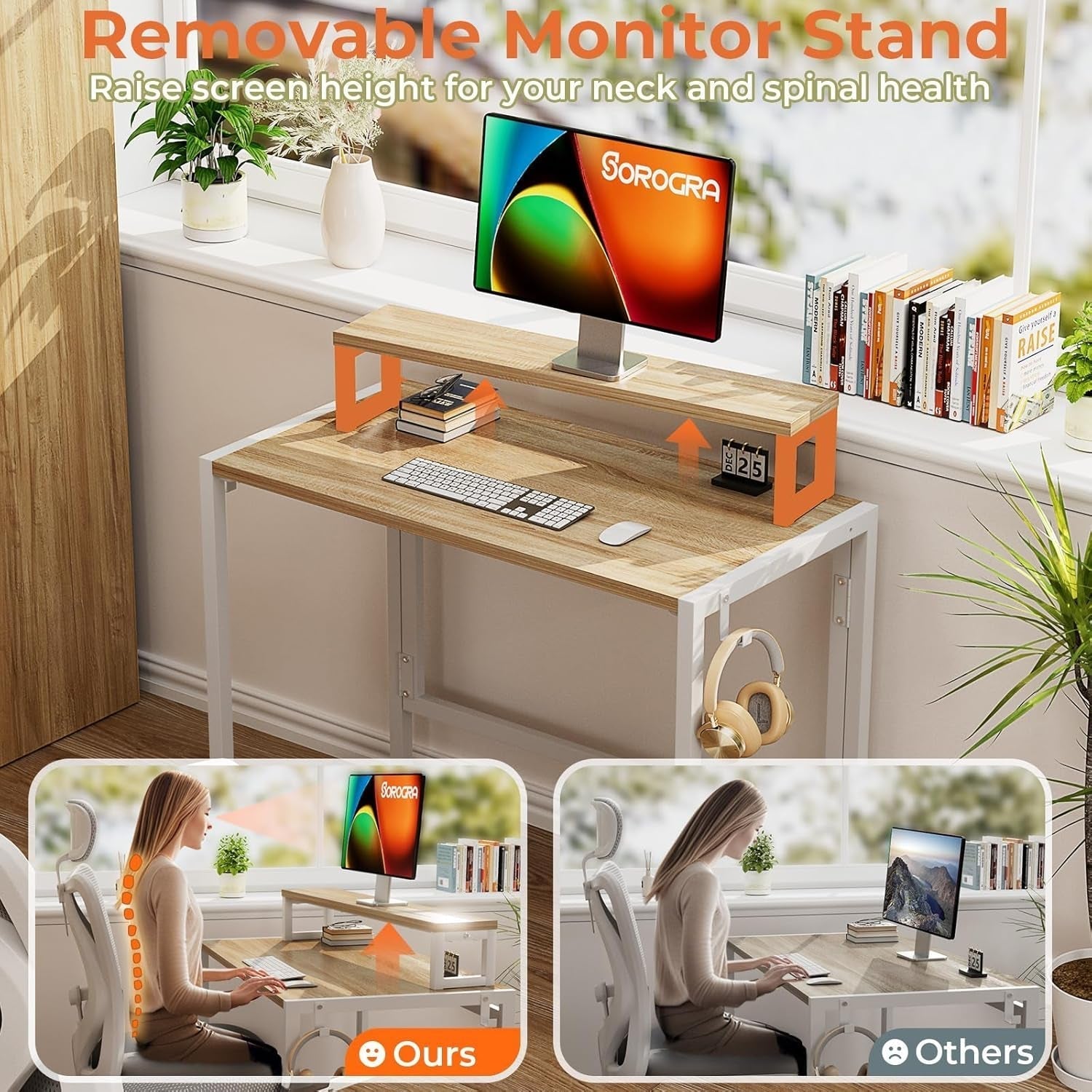 Small Folding Desk 31.5 Inch With LED Lights Monitor Stand