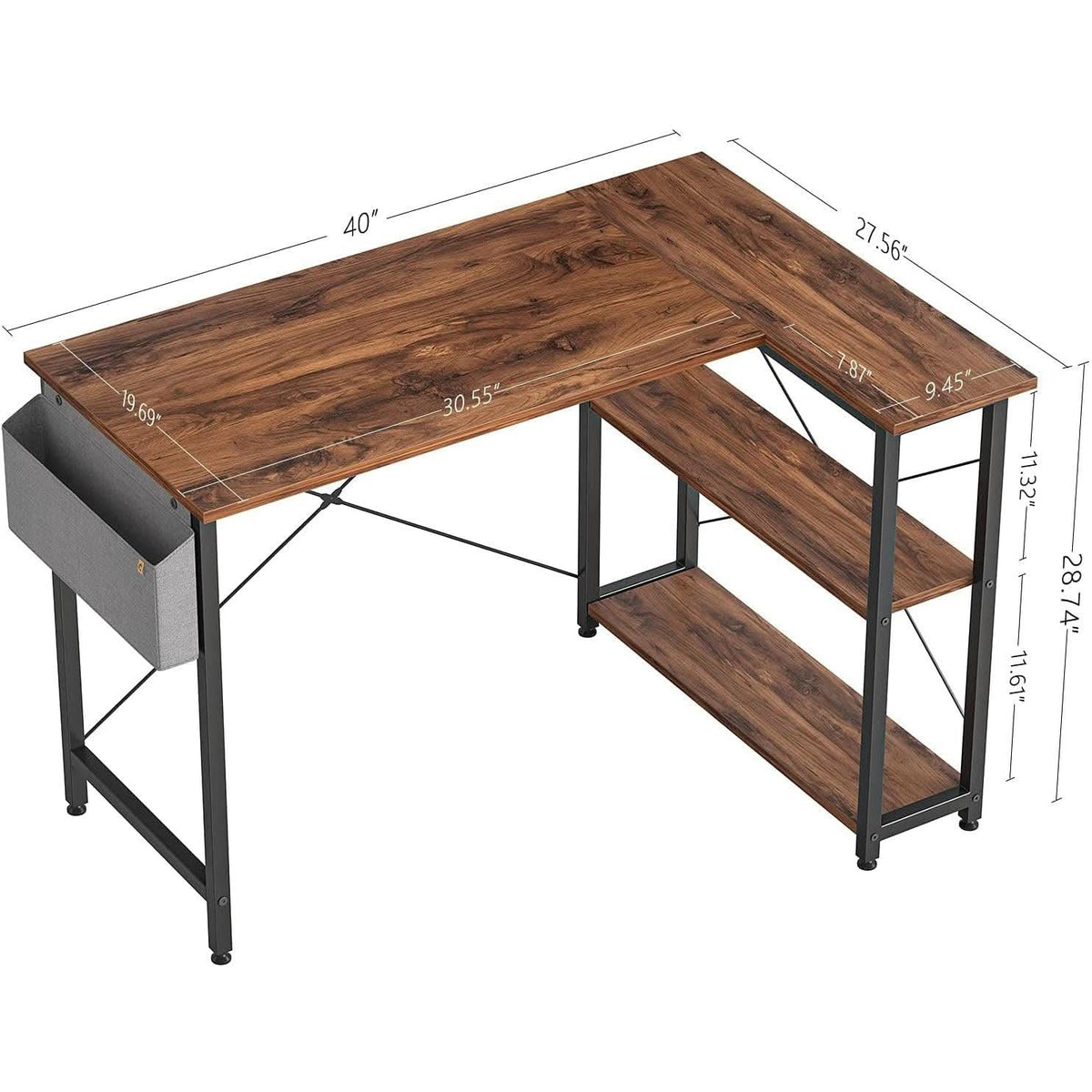 Small L Shaped Desk With Storage Shelves For Home Office