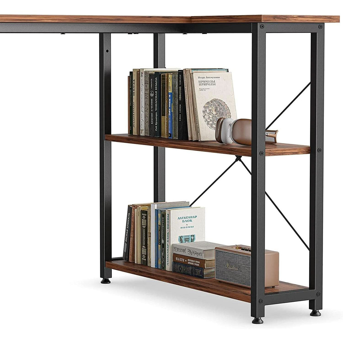 Small L Shaped Desk With Storage Shelves For Home Office