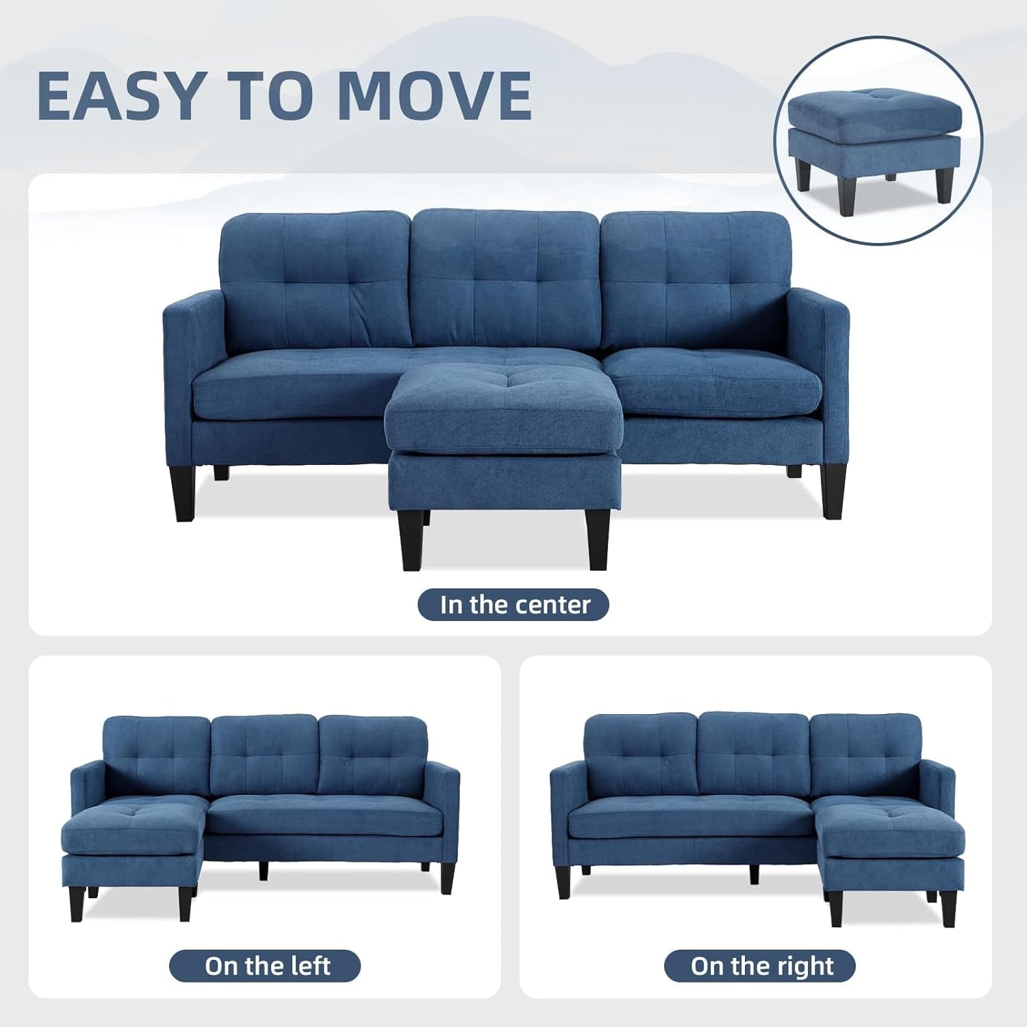 Small L Shaped Sectional Sofa With Reversible Chaise