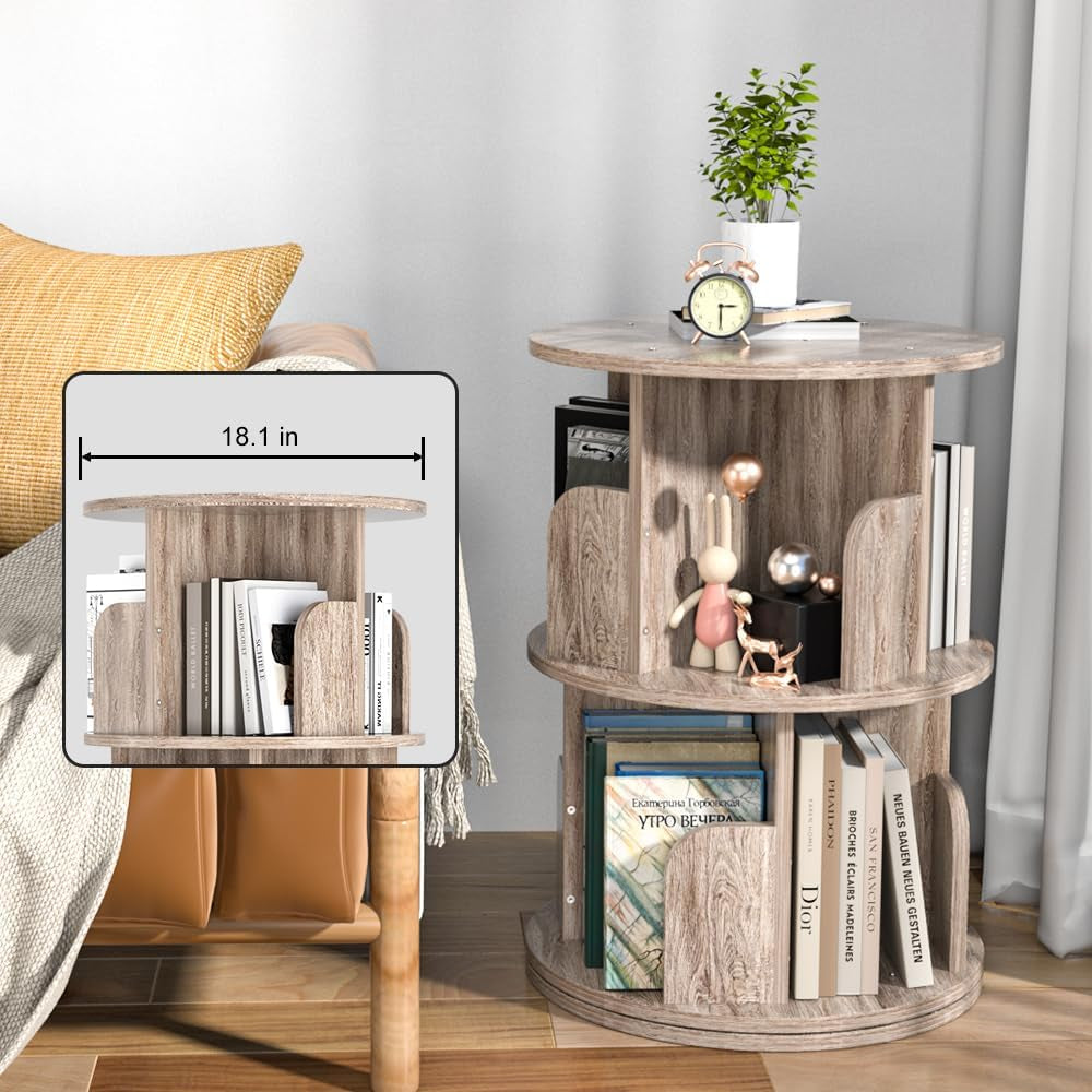 Small Rotating Bookshelf 2 Tier Revolving Display Shelf