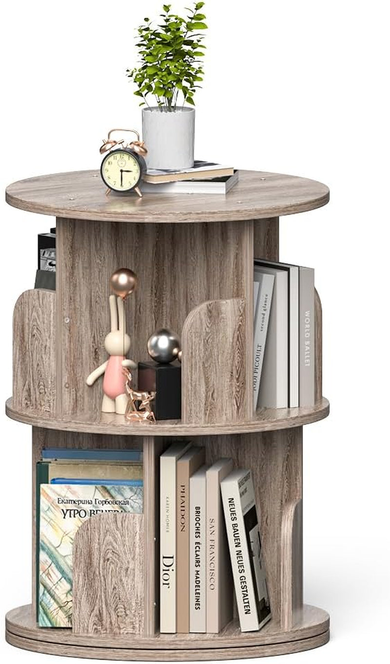 Small Rotating Bookshelf 2 Tier Revolving Display Shelf