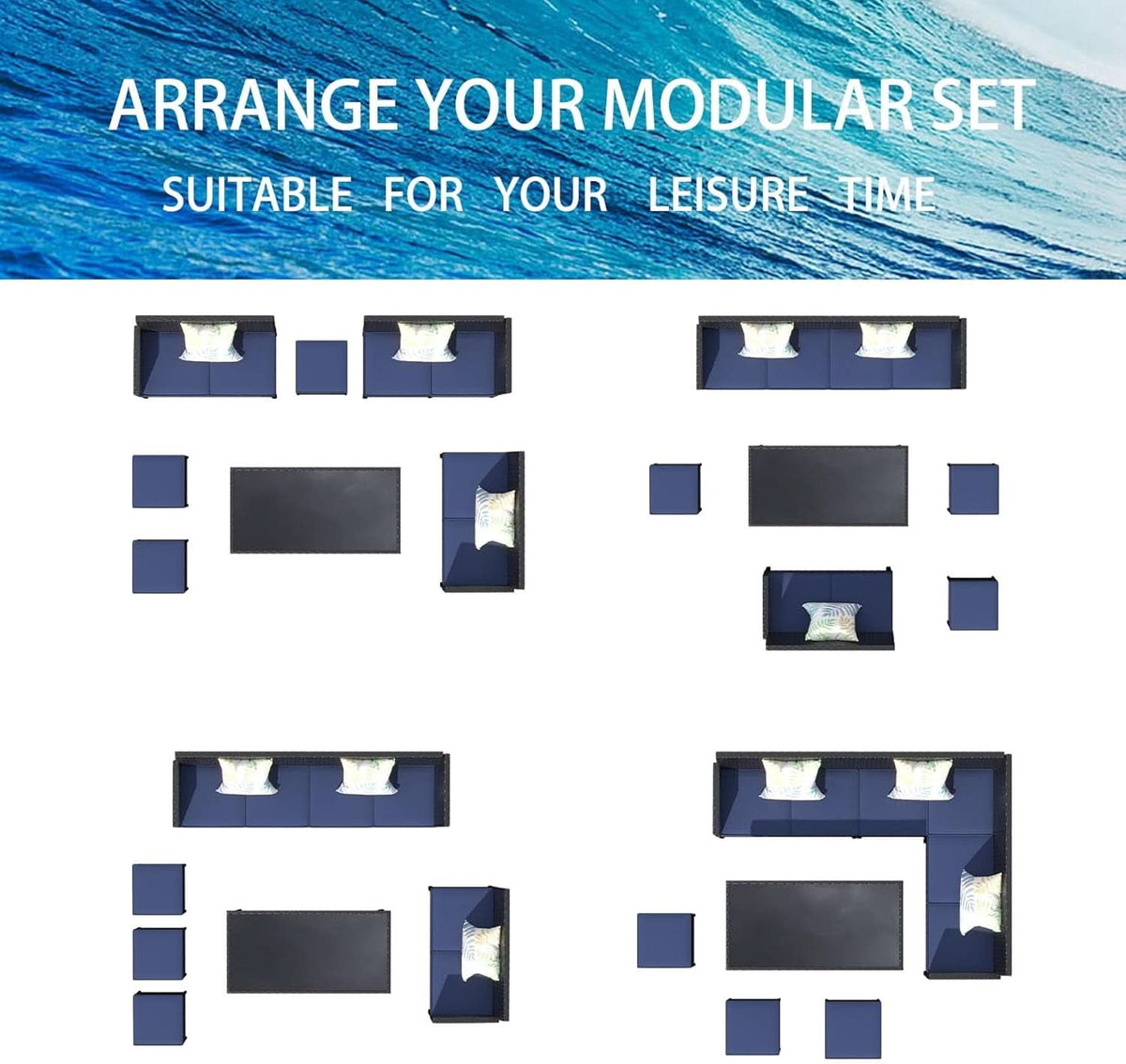 Small Space 7-Piece Patio Furniture Set with Cushions