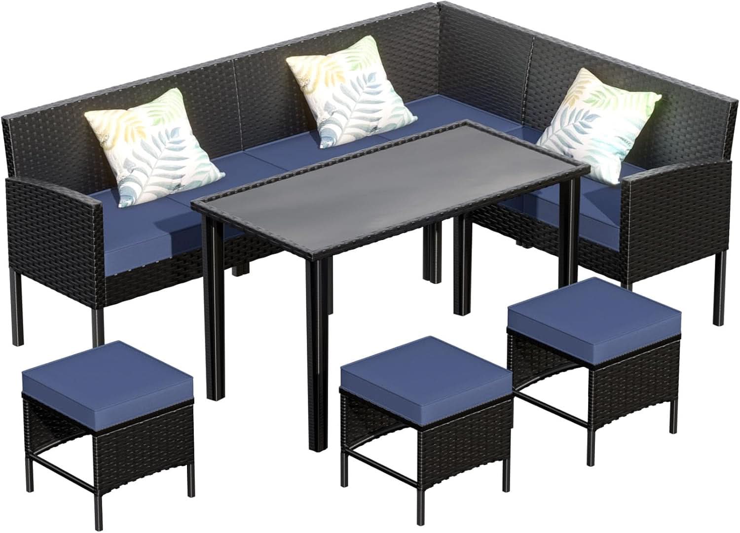 Small Space 7-Piece Patio Furniture Set with Cushions