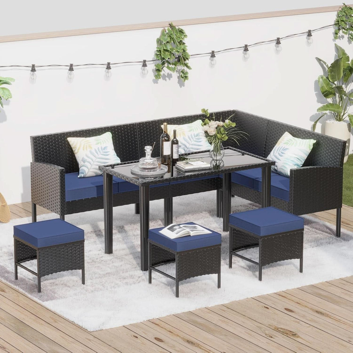 Small Space 7-Piece Patio Furniture Set with Cushions