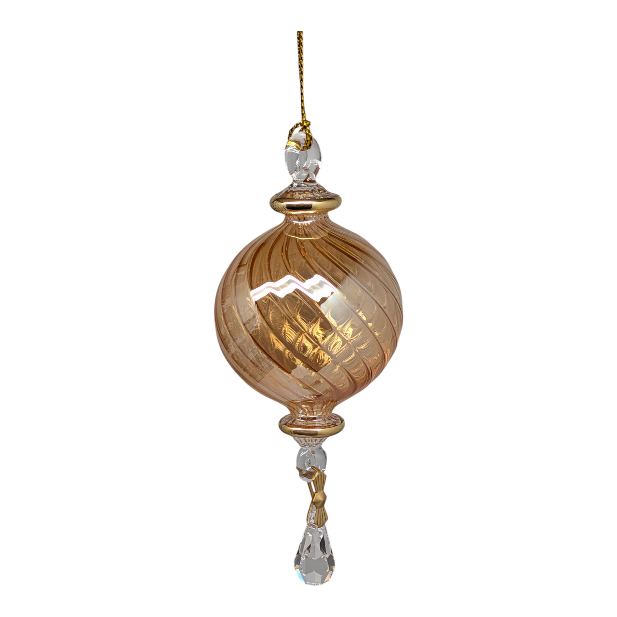Small Sphere Glass With Gold Accents - Yellow