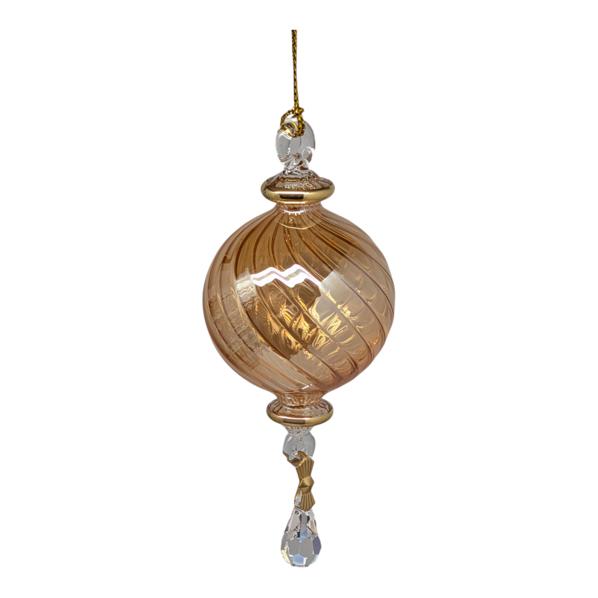 Small Sphere Glass With Gold Accents - Yellow