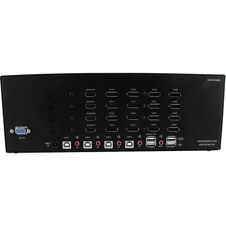Smart-AVI D2H-4P-QUAD-S DisplayPort to HDMI KVM Switch - 4K Multi-Monitor | Tecisoft