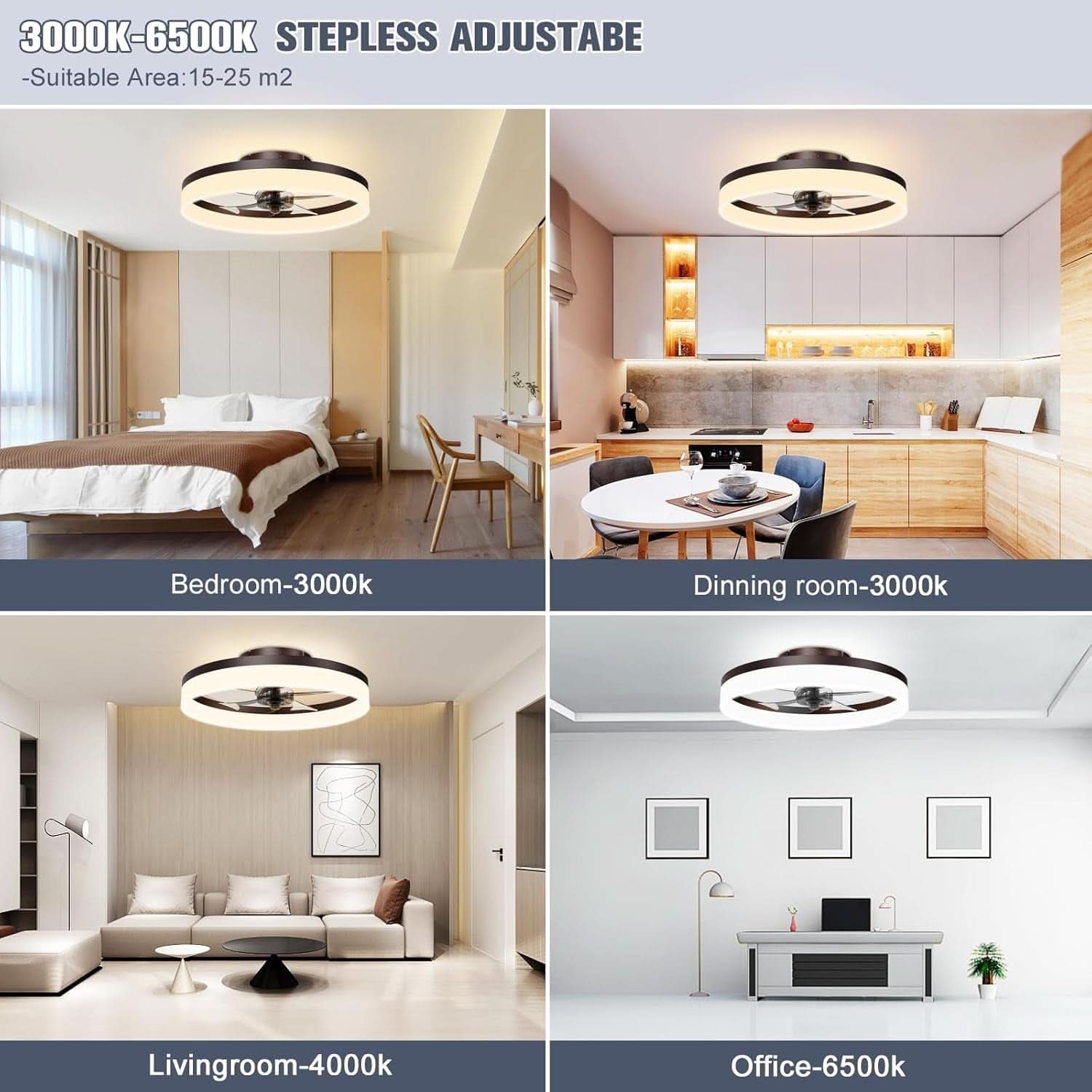 Smart Bladeless Ceiling Fan With Remote And LED Lights