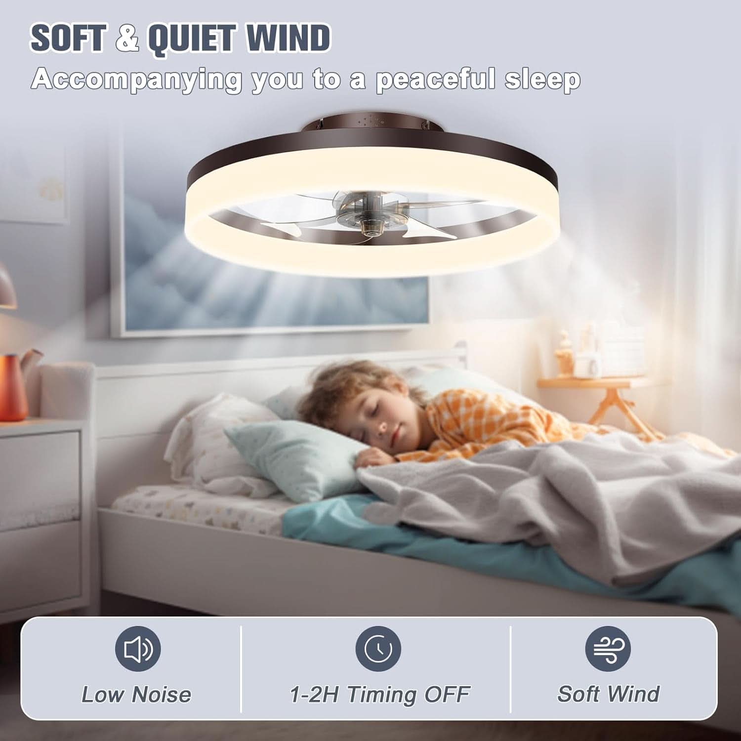 Smart Bladeless Ceiling Fan With Remote And LED Lights