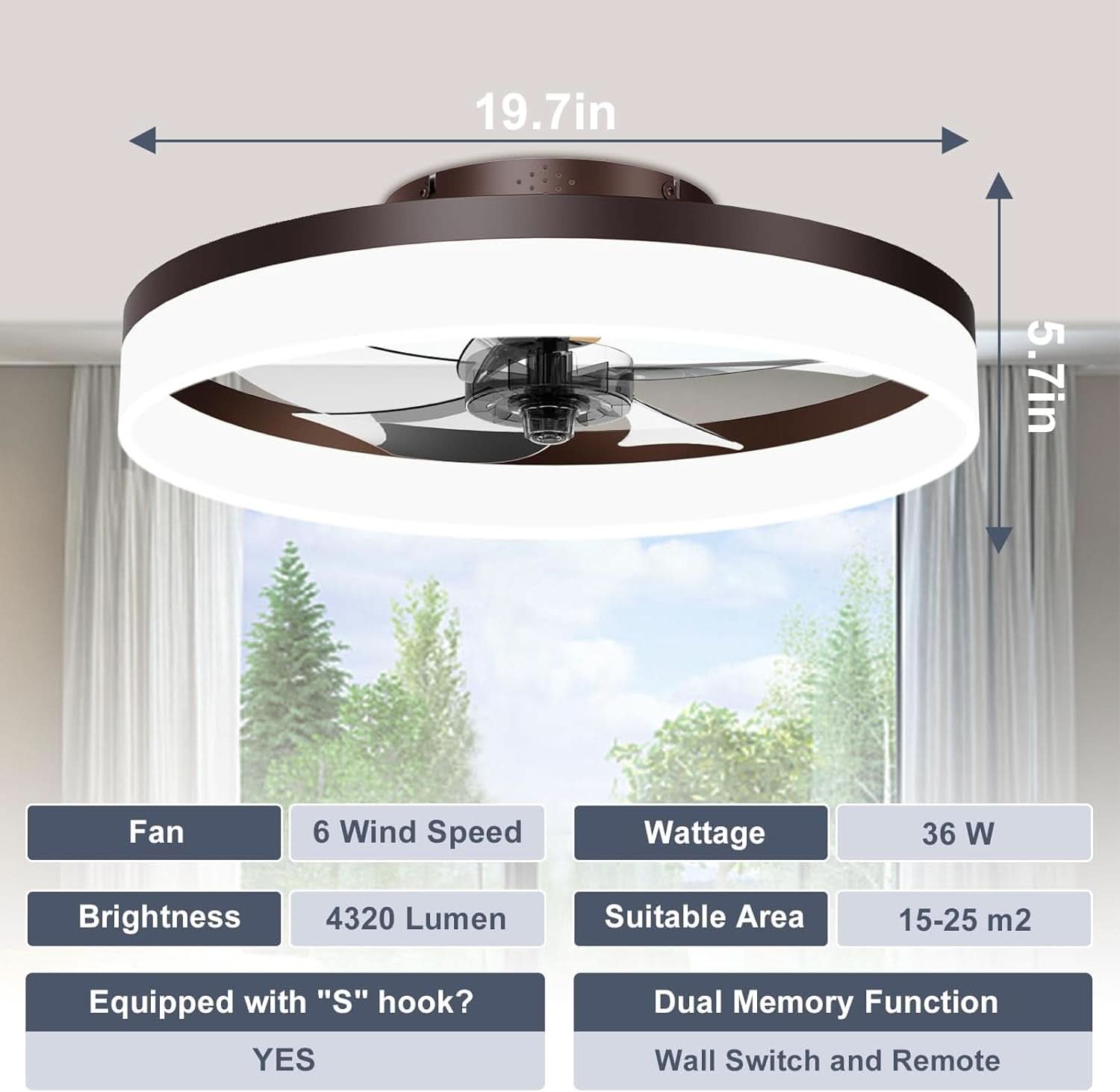 Smart Bladeless Ceiling Fan With Remote And LED Lights