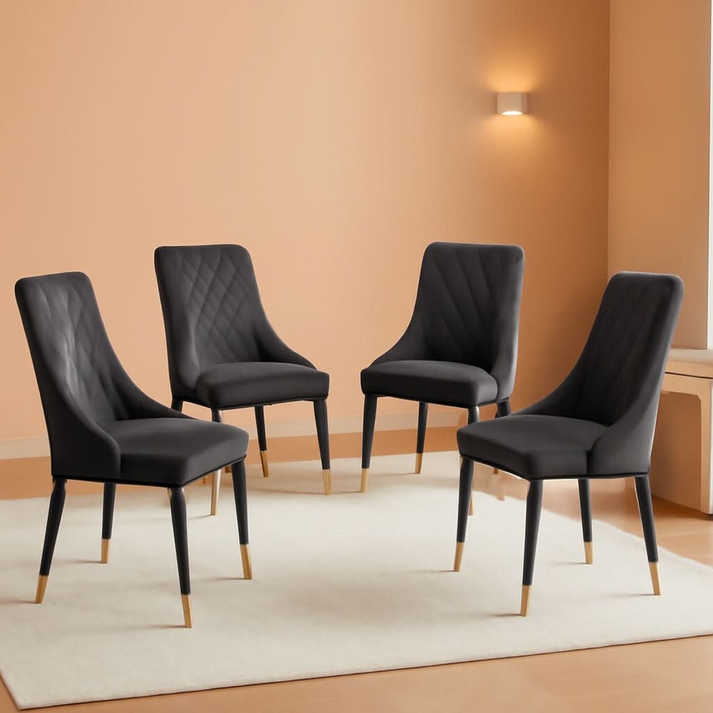 Smoky Gray Velvet Armless Dining Chairs With Metal Legs Set Of 4