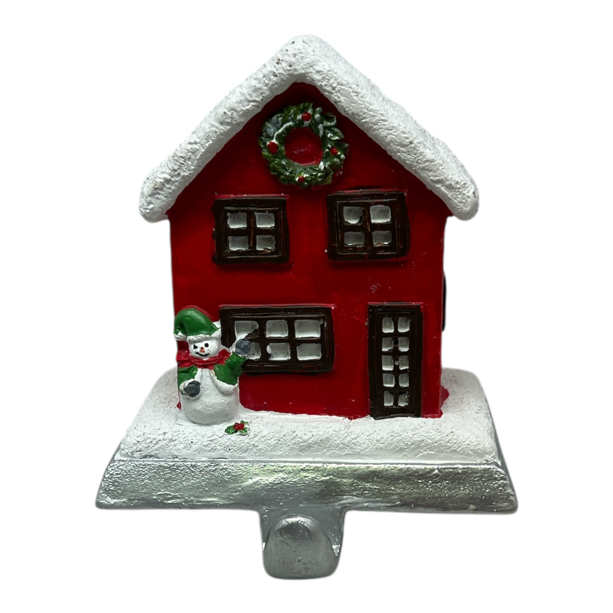 Snowman And Holiday House Stocking Holder