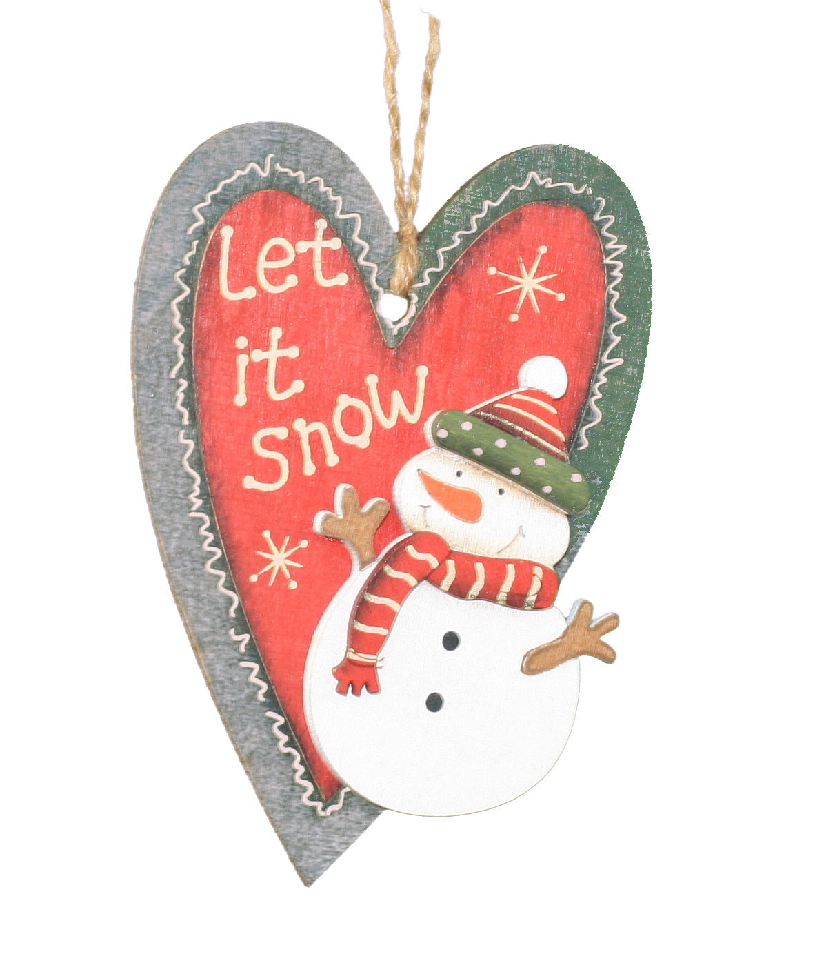 Snowman Heart Hanging Ornament